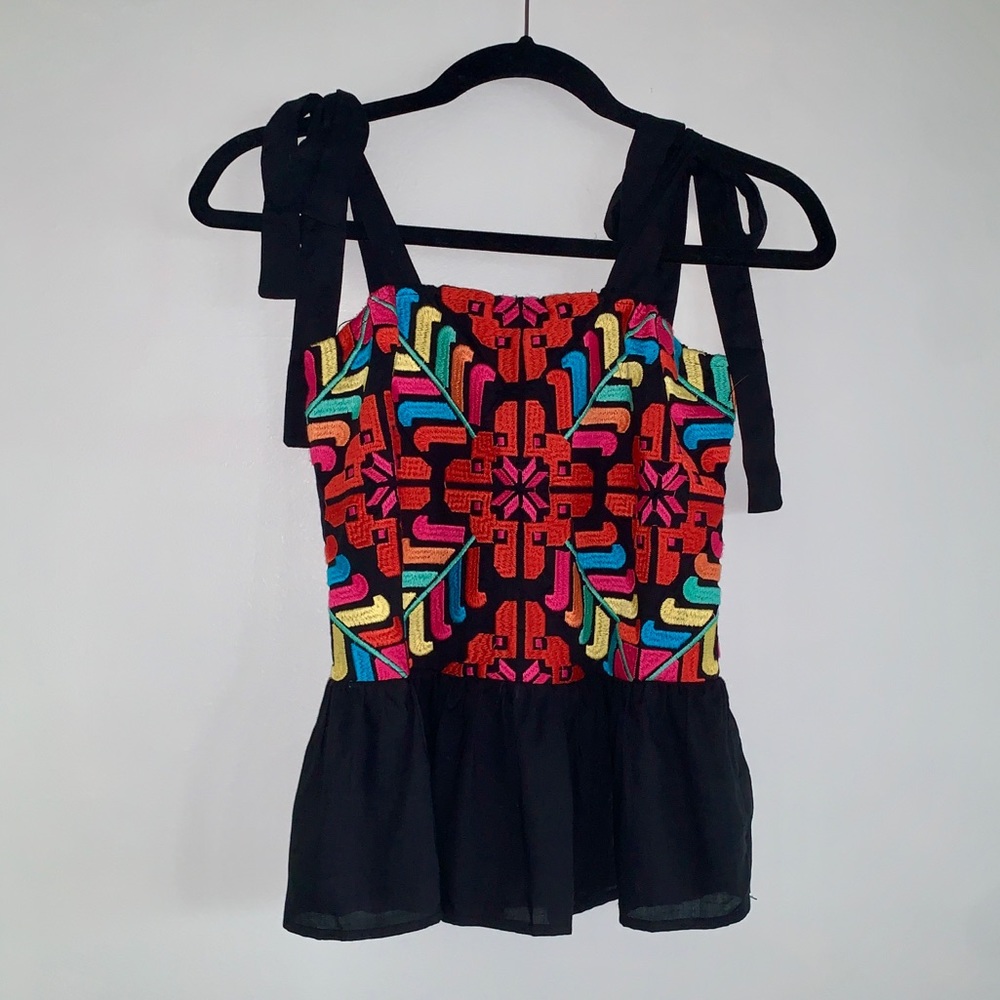 Embroidered Tie Strap Tank